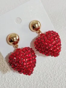 女性珠寶彩色愛心吊墜耳環,情人節禮物 - heart earring - 查看 6