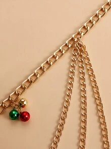 1件女性金色聖誕麋鹿鈴鐺腰鍊,時尚百搭的裝飾/服裝配件 - 金色 - 查看 9