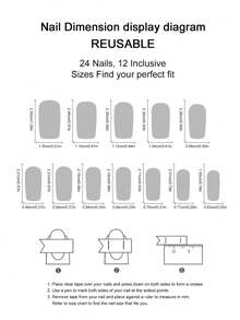 24入組粉色法式簡易假甲，配有矩形水晶、蝴蝶結和珍珠，光澤烤瓷效果，提供女性日常美甲所需的全套工具