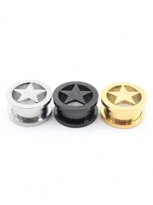 2 件 6 毫米-16 毫米不锈钢耳塞和耳洞星形耳洞螺丝耳环扩展器耳塞身体珠宝穿孔