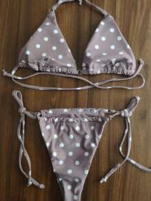 2023 New Arrival Digital Printed Polka Dot Bikini In Brown - Multicolor - View 2