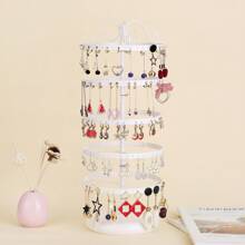 1入組五層360度旋轉鐵質首飾架,每層旋轉高度可調節,適用於耳環儲存及展示 - 白色 - 查看 5