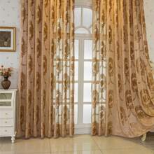 1入歐式風格3d中空浮雕咖啡色窗簾 - 咖啡棕 - 查看 6