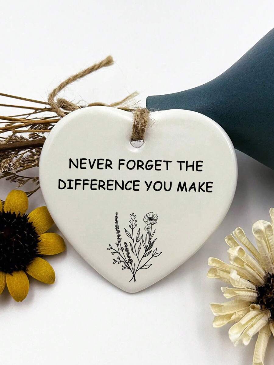 1入組心型吊墜特別友誼禮物,心形佳句禮物,永遠不要忘記你的影響,教師感謝禮物同事禮物,你讓一切有了不同心靈庇護,掛飾家飾派對禮品奇特小物情人節感恩節護士節節日禮物聖誕節禮袋禮盒 - 白色 - 查看 1