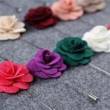 12入組新郎花襟針和胸花,適用於畢業典禮和婚禮,男士假花翻襟花針 - 玫紅色 - 查看 4