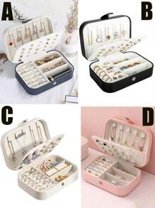 1個首飾收納盒,多層和格子分隔的頸鍊,耳環,戒指收納盒,便攜旅行收納首飾盒,適用於家庭或旅行收納首飾 - 多色 - 查看 2