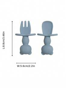 2 pcs Baby Training Fork Spoon Set Panda Bear Design  Infant Soft Silicone  Learning Tableware For Newborn Feeding Kids Accessories - Camel - View 3