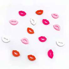 情人節主題紅唇造型指甲裝飾,含閃粉,可用於自製珠寶製作的聚合物薄片,含奶油膠、手工材料、水晶泥填充 - 彩色 - 查看 11