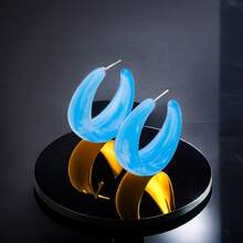 1對/2入組甜美清新時尚c形有機玻璃耳環,女士專用 - C型時尚耳環 - 查看 4