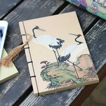 Great Wall Chinese Ancient Painting Bound Diary, Antique Note-Taking Diary Notebook, Chinese Famous Landscape Painting Calligraphy Exercise Book Cover Notebook - Teal Blue - View 3