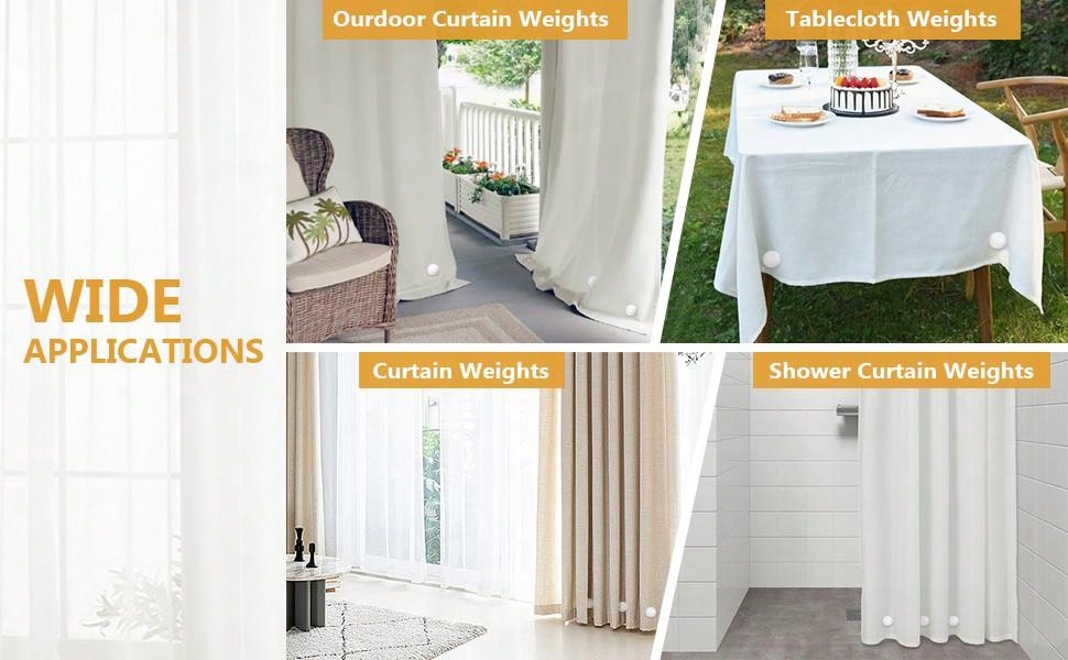 1 Pair Shower Curtain Weights, Round 360° Silicone Wrapped