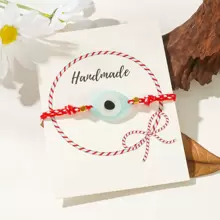 希臘三月紅白彈簧可調節樹脂眼傳統martaki 保護手鍊 友誼手鍊和卡片禮物一起送 - 三月手鐲 - 查看 5