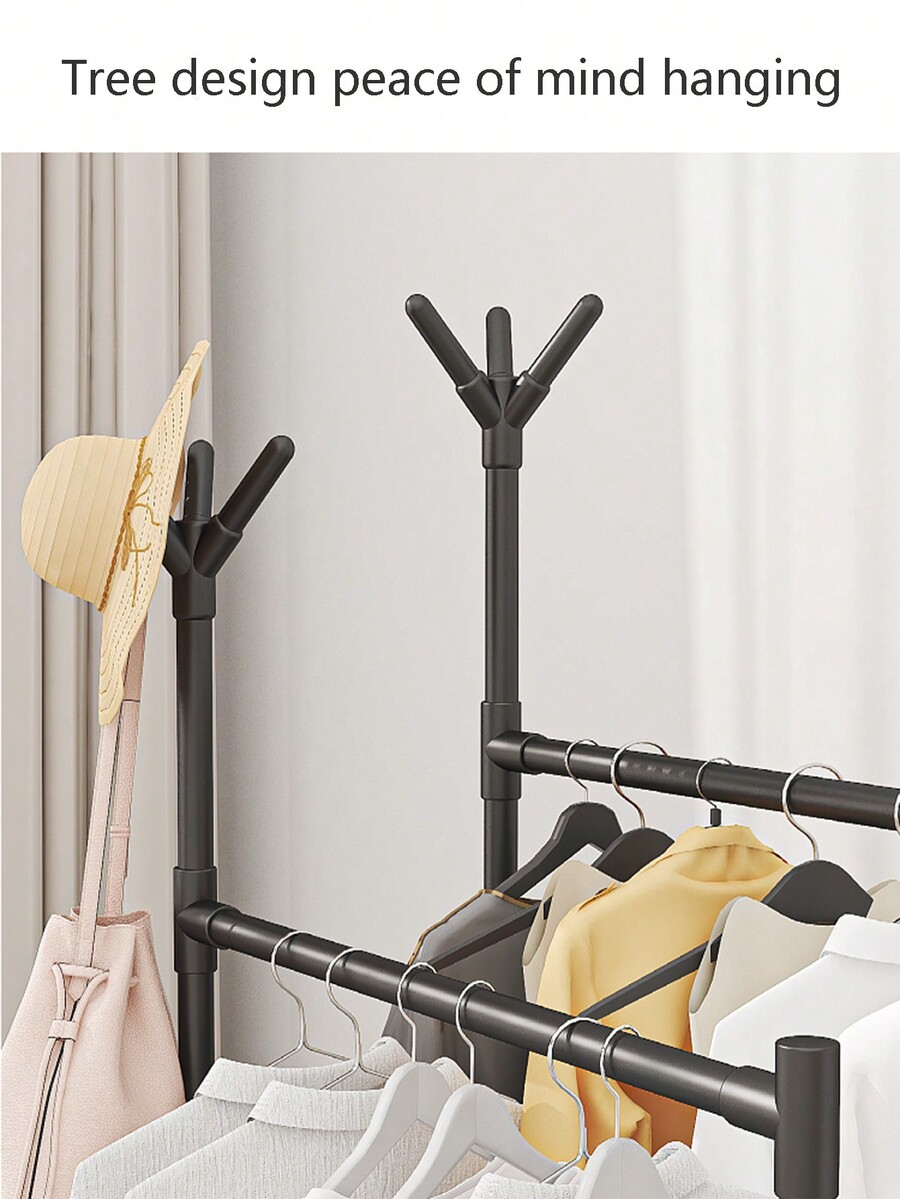 2-Tier Clothes Drying Rack/Coat And Hat Stand/Shoe Rack With Wheels ...