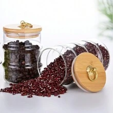 1pc Glass Sealed Jar For Kitchen Storage, Candy, Grains, Snacks - White - View 11