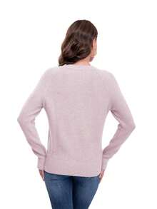 Jersey de cuello redondo de tipo tejido - Rosa - Ver 2