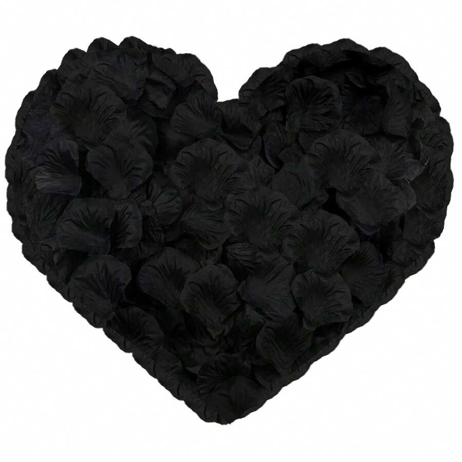 200pcs Delicate Non-Woven Fabric Rose Petals For Wedding, Valentine'S Day, Festival, Party Decoration - Black - View 1