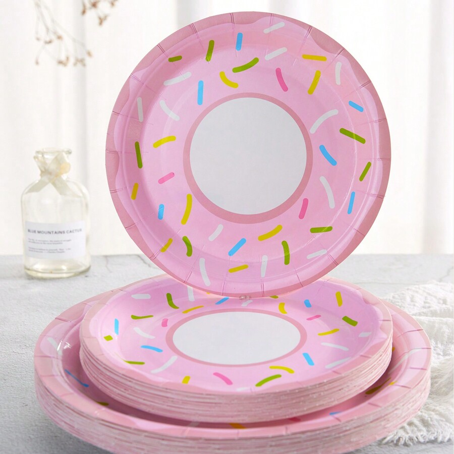 Donut Party Supplies, Disposable Donut Shaped Napkins And Plates, Party Plates And Napkins