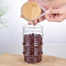 1pc Glass Sealed Jar For Kitchen Storage, Candy, Grains, Snacks - White - View 5
