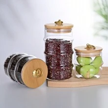 1pc Glass Sealed Jar For Kitchen Storage, Candy, Grains, Snacks - White - View 7