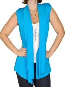 Women Sweater Vests - 寶藍色 - 查看 7