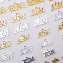 2024新年10/12入組復古紀念合金吊墜,年份魅力吊墜diy手工藝品,適用於製作項鍊手鐲 - 彩色 - 查看 4