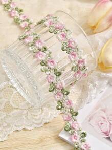 1 Yard Floral Pattern Lace Ribbon Trim For Sewing, Gift Package Wrapping,DIY Crafts And Bridal Wedding Decorations - Multicolor - View 3