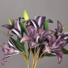 1朵人造百合花,多種顏色可選 - 紫色 - 查看 5