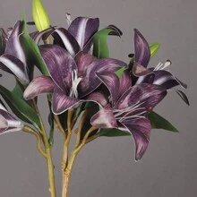 1朵人造百合花,多種顏色可選 - 紫色 - 查看 3