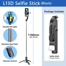 AXNEN Selfie Stick Tripod With Light, 45'' Extra Long Selfie Sticks With Wireless Remote, Portable Phone Tripod Compatible With IPhone 15 Pro Max/15/14 Pro/14/13, S22/ S23 Ultra/Android Smartphone