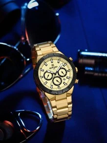 Reward Men's Stainless Steel Strap Sports Chronograph Quartz Watch - Gold - View 2