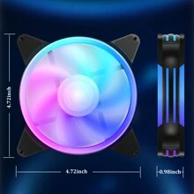 1 Paquete De Ventilador Con Cubierta De Computadora 120mm 4 Pines Rgb Led Cpu Pc Luz De Refrigeración Por Aire Ventiladores De Juegos - Negro - Ver 6