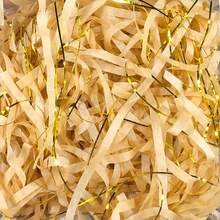 1 包 50 克金色拉菲草禮盒填充物,混合彩虹拉菲草、金絲和碎紙 - 棕色 - 查看 1