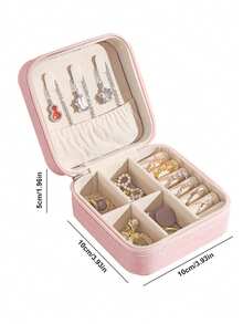 1個字母風格多功能便攜式精美小珠寶盒,防塵耳環,項鍊,珠寶配件收納,家居收納和組織,臥室配件,送女友和母親的禮物,美麗的家居裝飾,臥室裝飾 - 粉色 - 查看 2