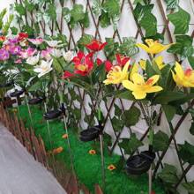 新款led別墅花園裝飾戶外防水地燈草坪模擬花燈7頭太陽能蘭花燈 - 粉色 - 查看 10