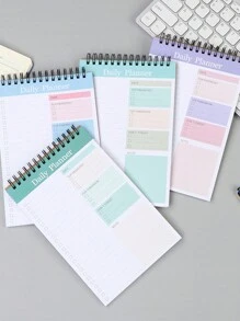 Bloco De Notas Encadernado Em Espiral Engrossado Com Capa Flip Para Planejamento Diário De Estudantes, Diário Simples De Memorandos