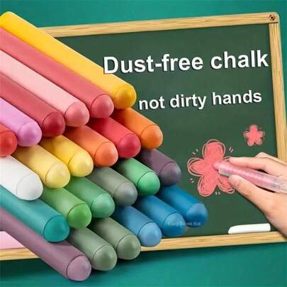 12/24pcs Dustless Water-Soluble Chalk, Colorful Erasable Chalk For School, Teacher, Blackboard Use (Random Color),School Supplies,Back To School
