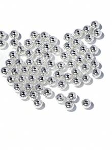 美甲銀色圓形指甲珠,12個隔層直盒混合大小的指甲裝飾品 - 銀色 - 查看 3
