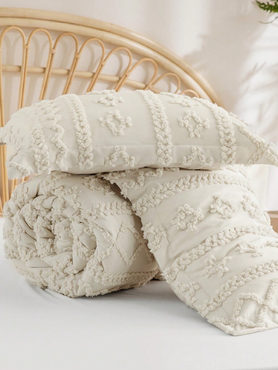 Tufted boho comforter set boho bedding comforter set 3 pieces