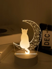 1入組usb 3d新月形貓夜燈,可愛動物裝飾品,適用於家居、客廳、臥室、桌面,生日/節日禮物