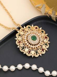 1 件鏤空花朵圖案復古風格吊墜項鍊適合婚禮、節日聚會 - 白色 - 查看 1