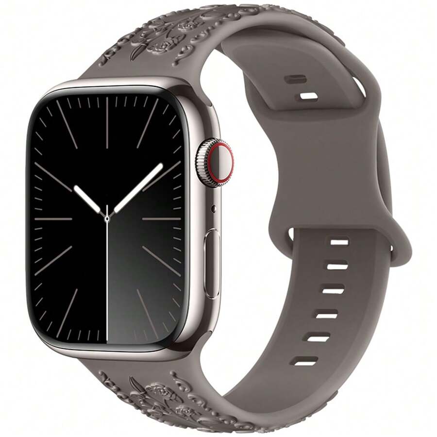 crested 花紋刻花錶帶,適用於Apple Watch 44mm、40mm、49mm、41mm、45mm、38mm、42mm手鍊系列8、9、7、6、3,Ultra 2 Se手環,黏土色 - 黏土 - 查看 1