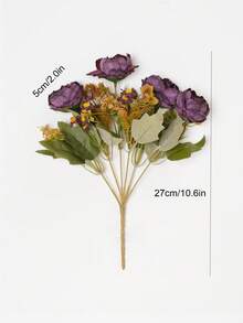 WQNJIN 1 束仿真牡丹菊花小花束,居家餐桌裝飾絲花 - 紫色 - 查看 2