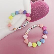 1條多彩的心形和字母珠子手鍊,隨機拼配字母顏色,賀節女性禮物-姐姐頭銜 - 大SIS - 查看 1