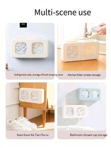 1pc Plastic Bag Holder: Grocery Bag Holder, Mesh Hanging Storage Bag Dispenser, Foldable Garbage Bag Organizer, Breathable Plastic Bag Storage For Your Kitchen - Cream White - View 10