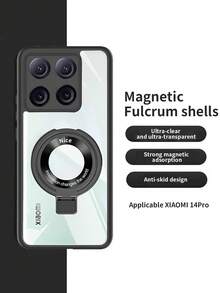 Koolife 磁吸手機殼，內置支架，適用於小米14和14pro，360°相機防摔保護超薄硅膠透明磨砂套，可兼容磁吸充電/支架/超透明背板 - 黑色 - 查看 3