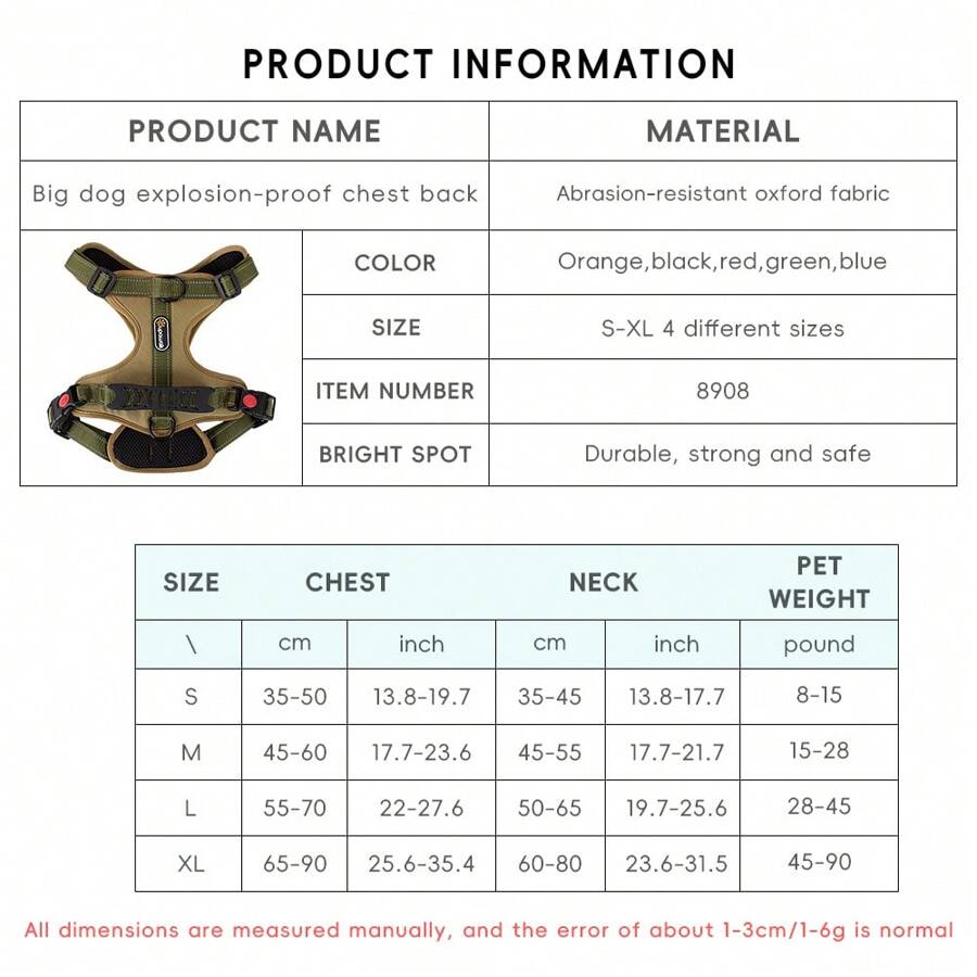 The New Pet Chest And Back Belt Is A Reflective, ExplosionProof, And