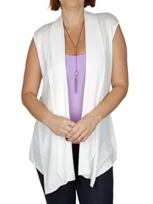 Women Sweater Vests - 白色 - 查看 3