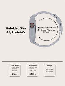 Dây đeo khung tích hợp kiểu áo giáp chất liệu TPU Tương thích với Apple Watch 4/5/6/7/8/9 - Xám - Xem 7