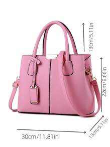 New Women's Simple And Fashionable Handbag, Shoulder Bag, Crossbody Bag, Large Bag - Pink - View 2