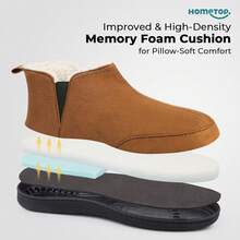 Men's Micro Suede Sheepskin Hi-Top Slippers with Elastic Dual Gores - Camel - View 6
